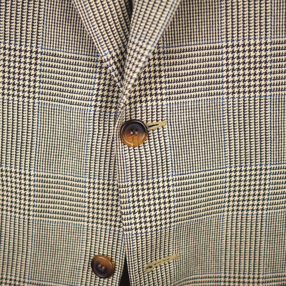 Ralph Lauren Polo University Club Tan Houndstooth Sport Coat Men 44R Silk Wool - Picture 5 of 13